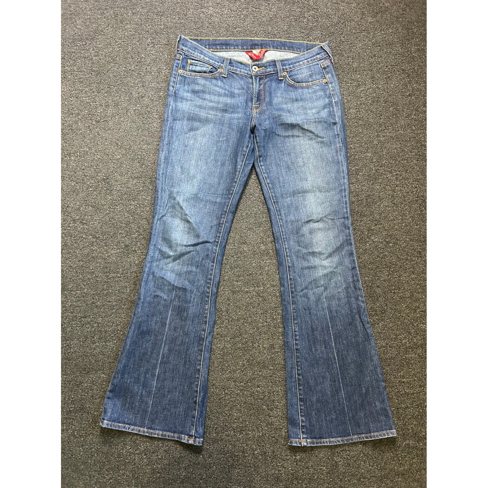 VTG Lucky Brand Zoe Blue Jeans Womens 10/30 Long Flare Mid‎ Rise Denim Boho USA
